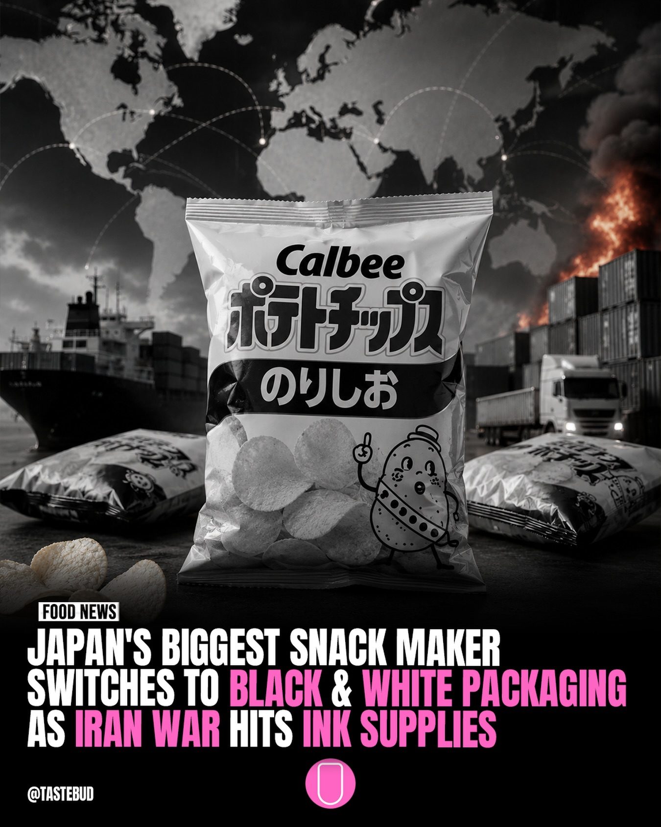 Calbee Temporarily Switches to Black-and-White Packaging