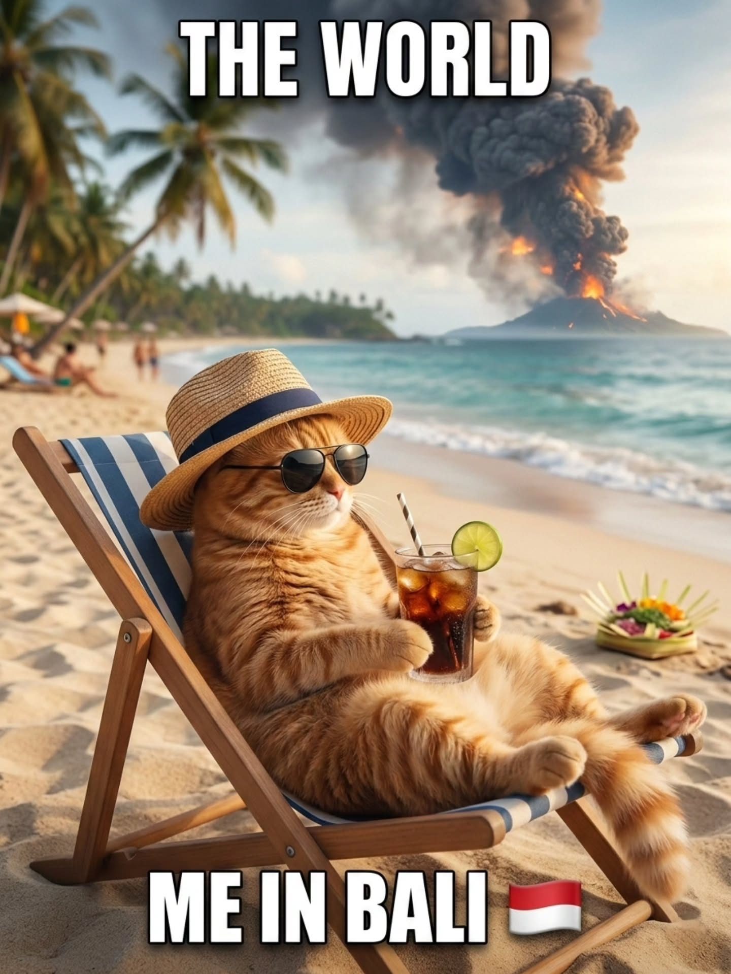Cat Lounging in Bali: Humorous Cat Vacation Video