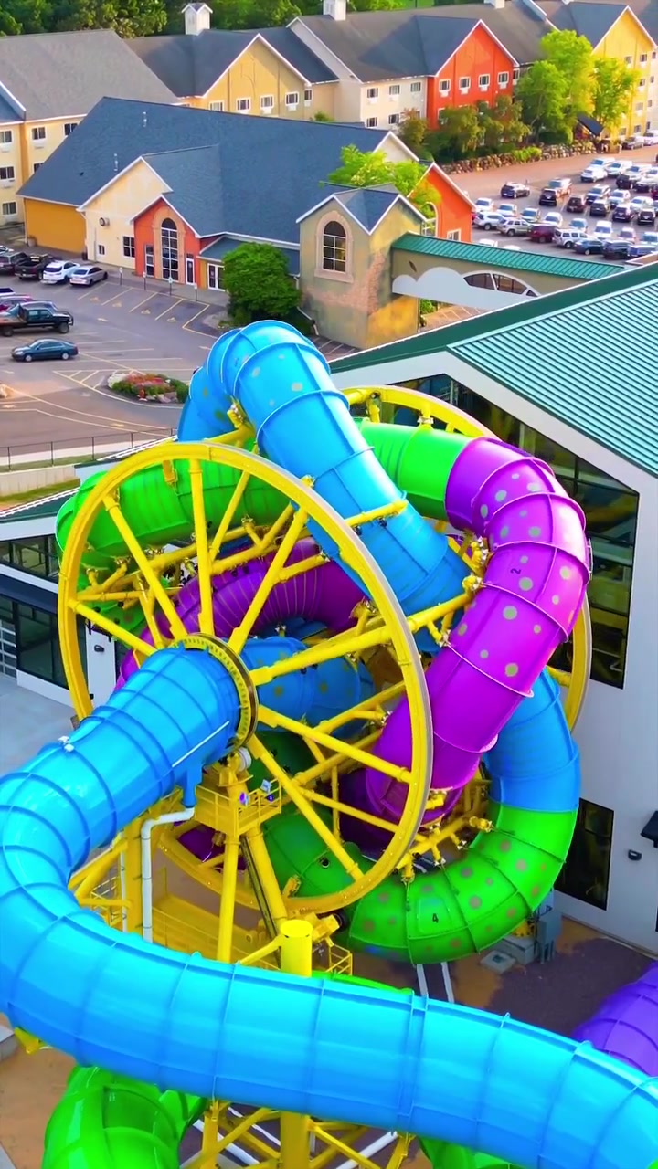Aerial View of Multi-Loop Water Slide