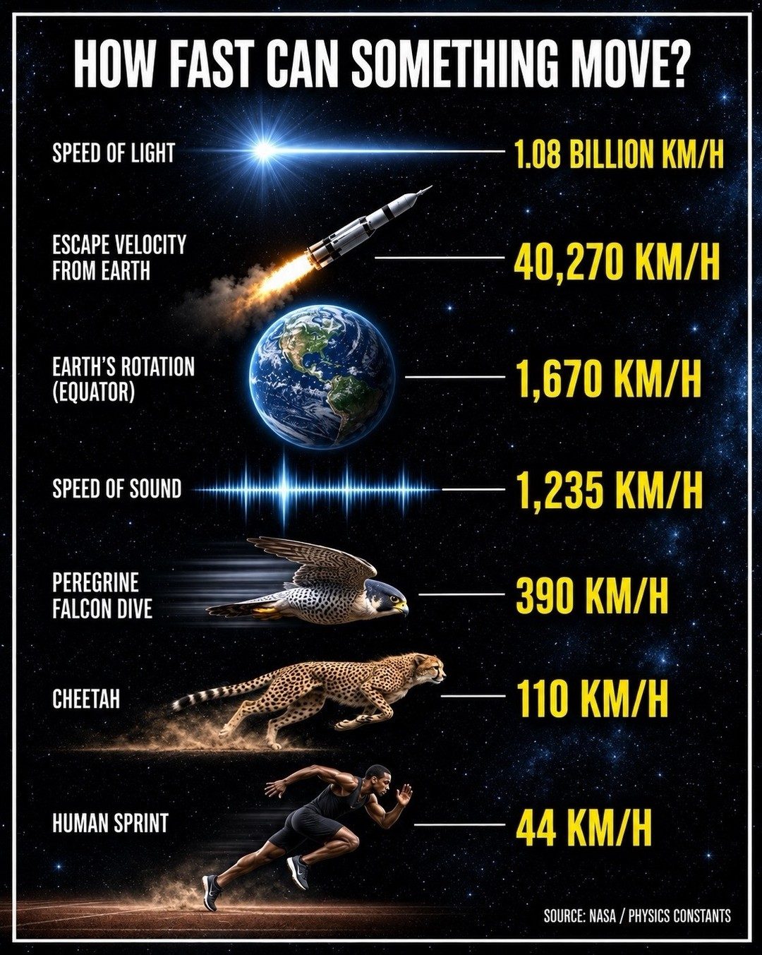 Speed Comparisons: Light to Human Sprint