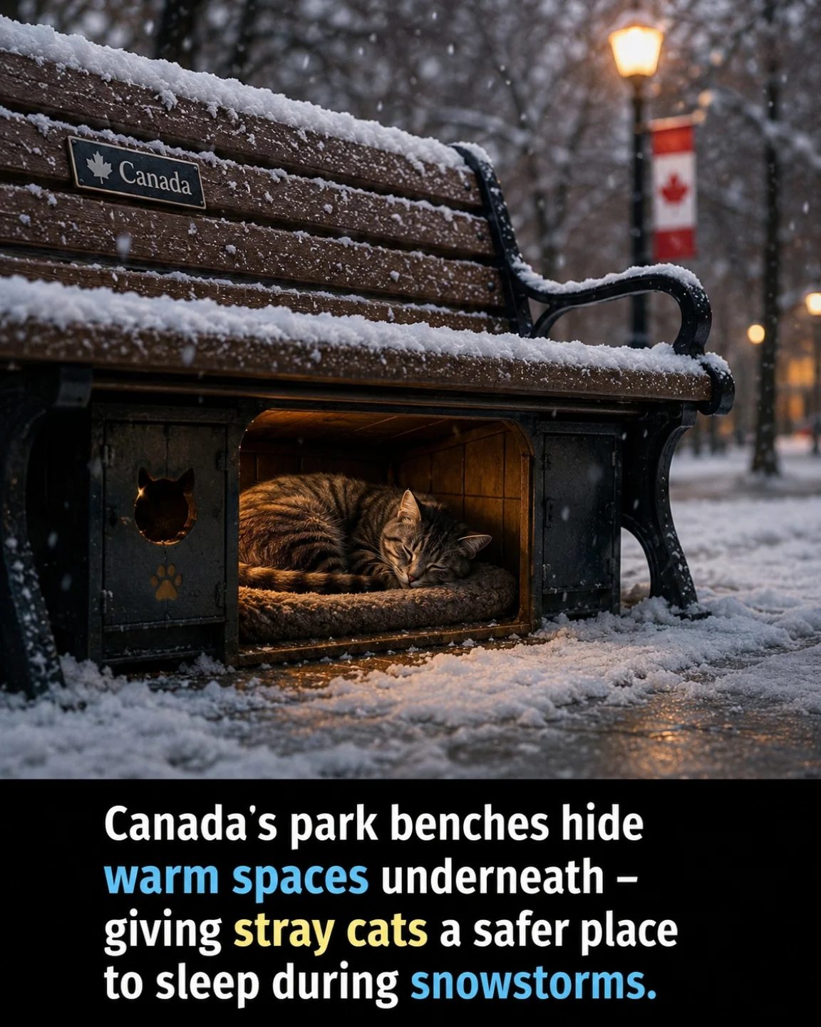 Canada's Park Benches Secretly Shelter Stray Cats