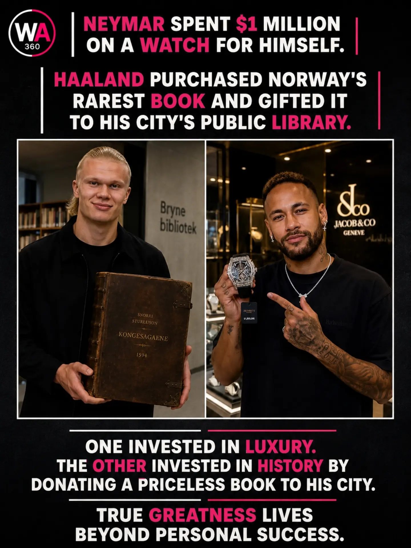 Neymar's Million-dollar Watch vs. Haaland's Historic Book Gift