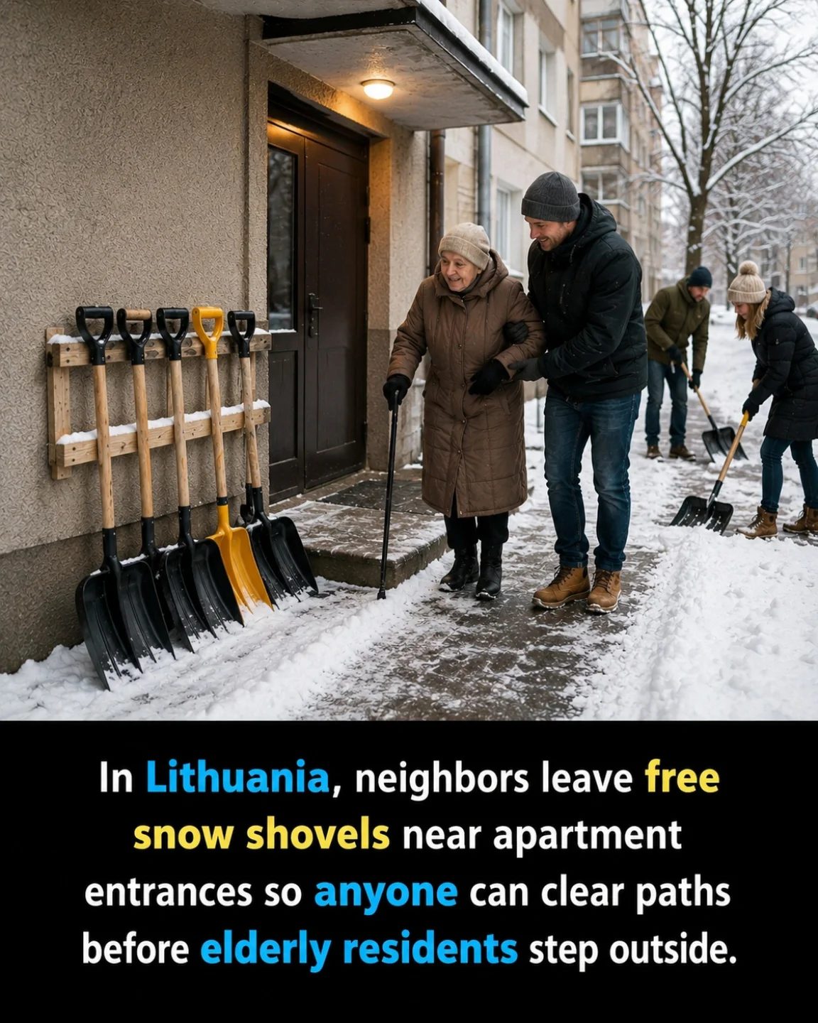 Lithuanian Neighbors' Snow Shovel Initiative Keeps Elderly Safe