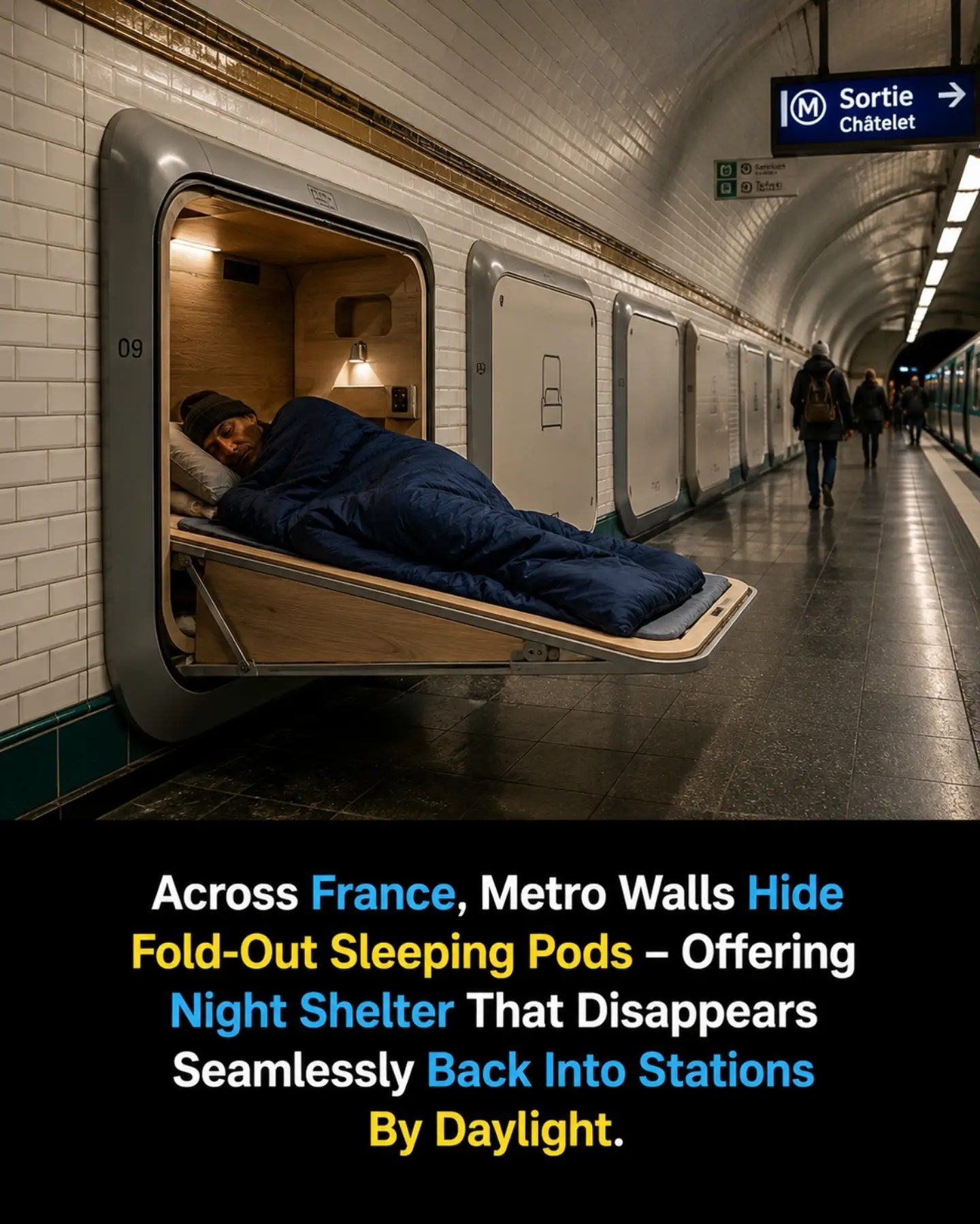 Paris Metro Stations Offer Night Shelter with Hidden Sleeping Pods