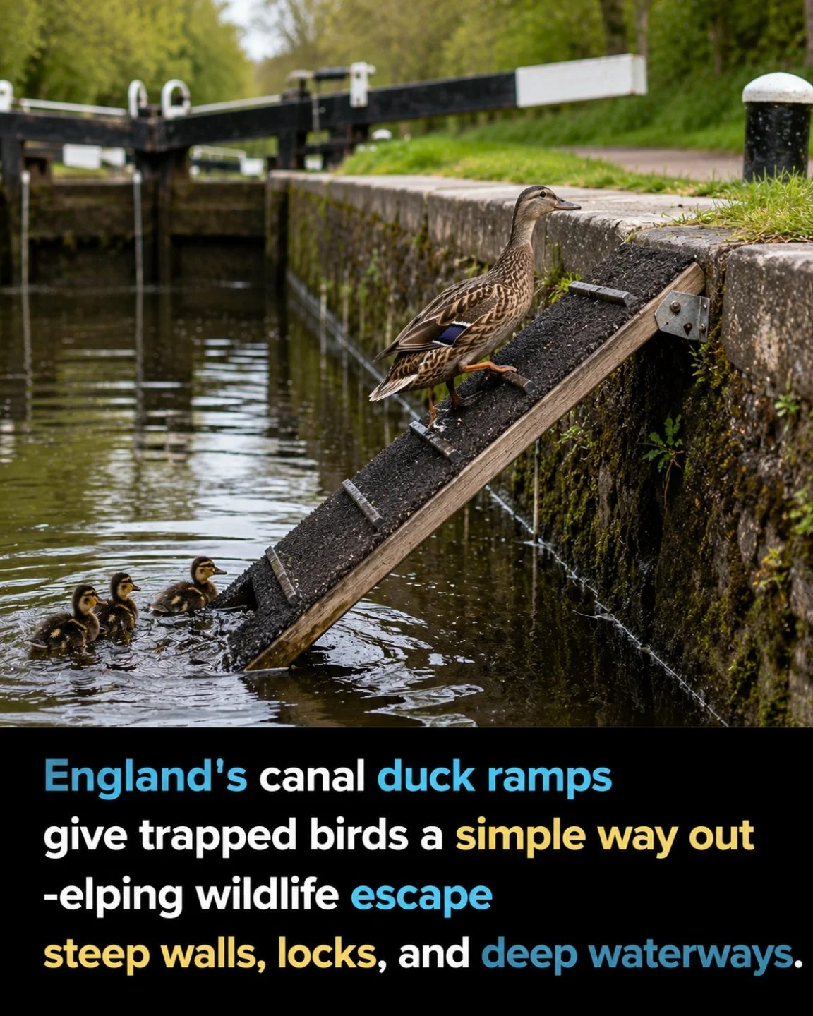 How England's Canal Ramps Help Ducklings Escape Steep Walls