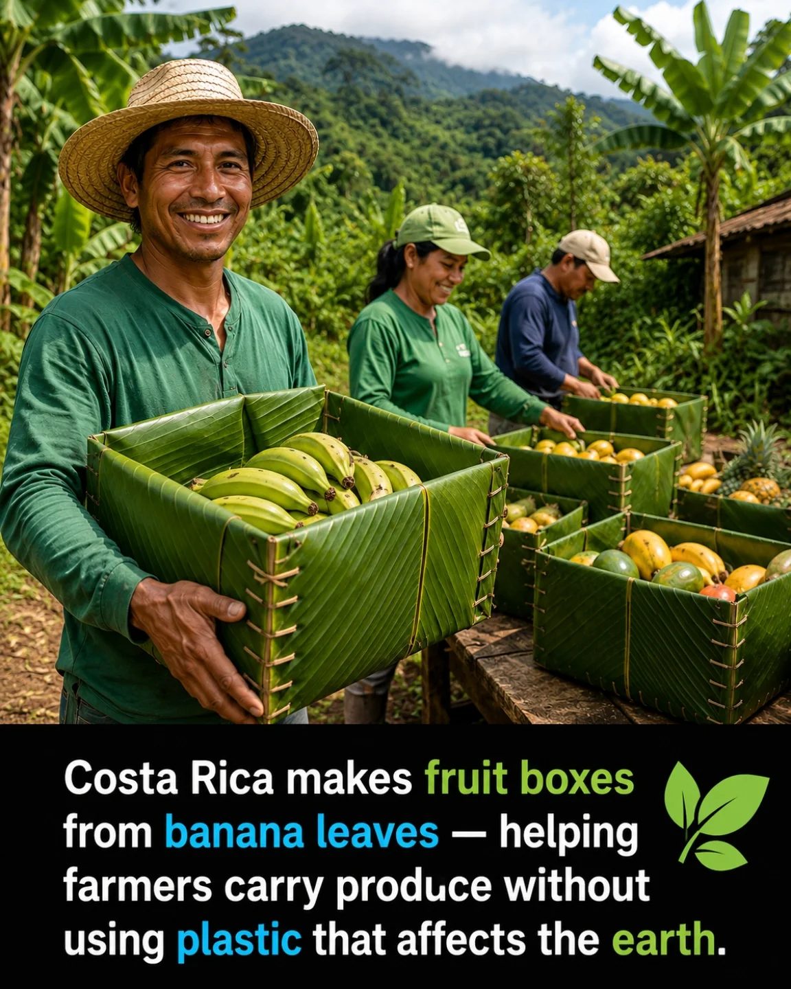 Eco-Friendly Costa Rica Farmers Use Banana Leaves for Fruit Boxes