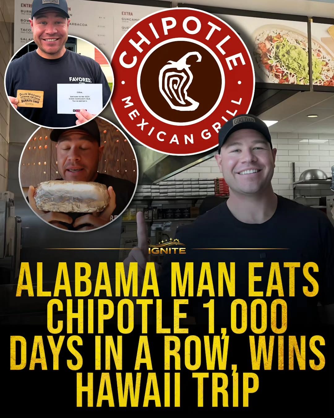 Man Wins Hawaii Trip After Eating Chipotle for 1,000 Days