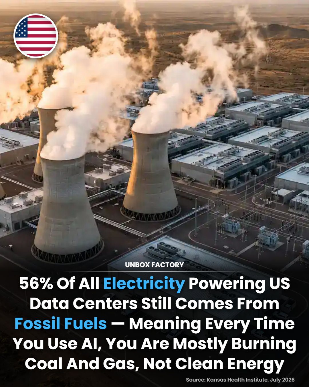 Electricity Demand: 56% of US Data Centers Powered by Fossil Fuels