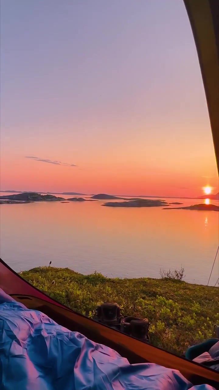 Camping Sunset View from Tent Window