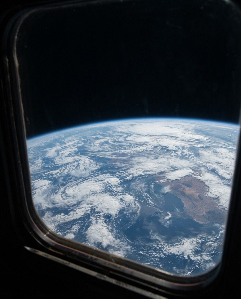 Earth View from Spacecraft Window