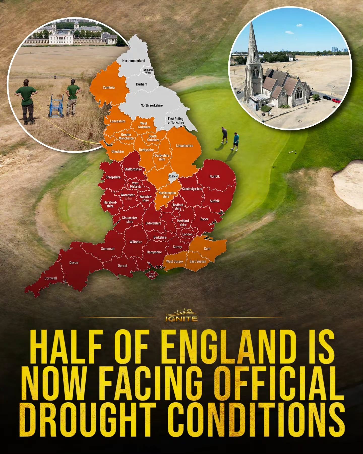 Seeing Half of England's Landscapes Parched by Drought