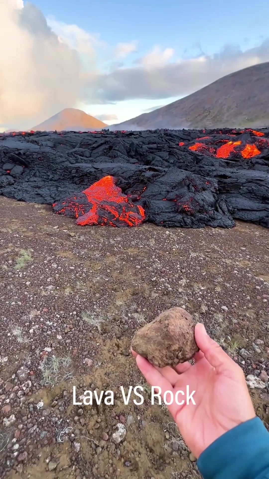 Volcanic Landscape: Lava vs Rock Contrast