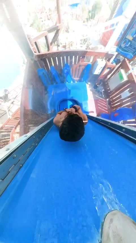 First-Person Water Slide Ride in Theme Park