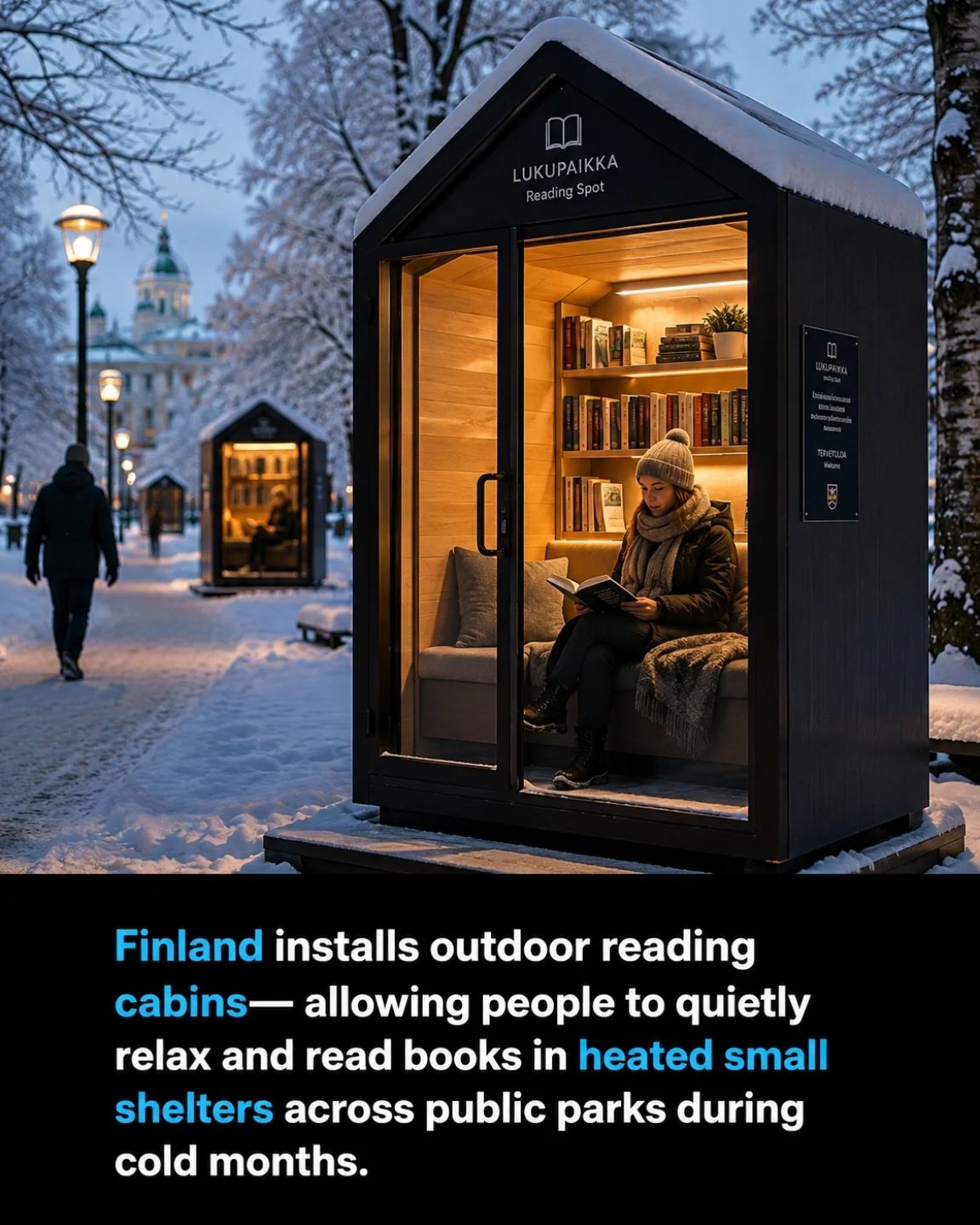 Finland's Cozy Outdoor Reading Cabins for Winter