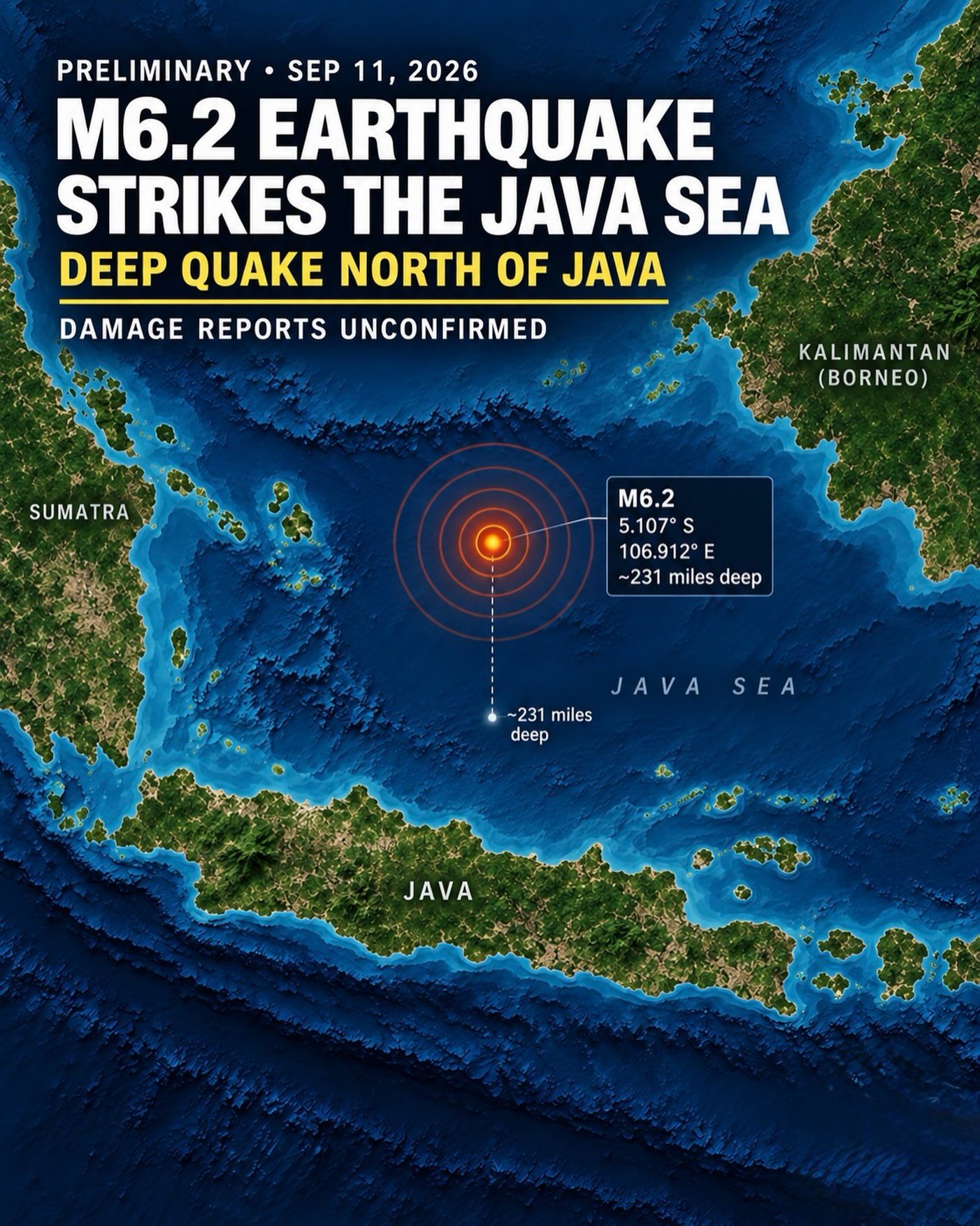 Java Sea Earthquake: Magnitude 6.2 Details