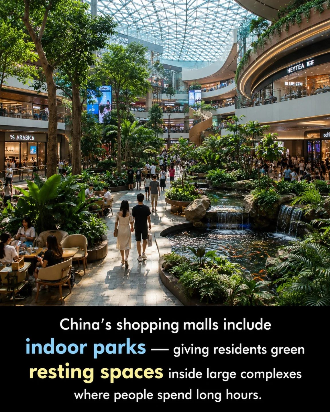 Step Inside China's Indoor Shopping Mall Parks: ARABICA's Green Oasis