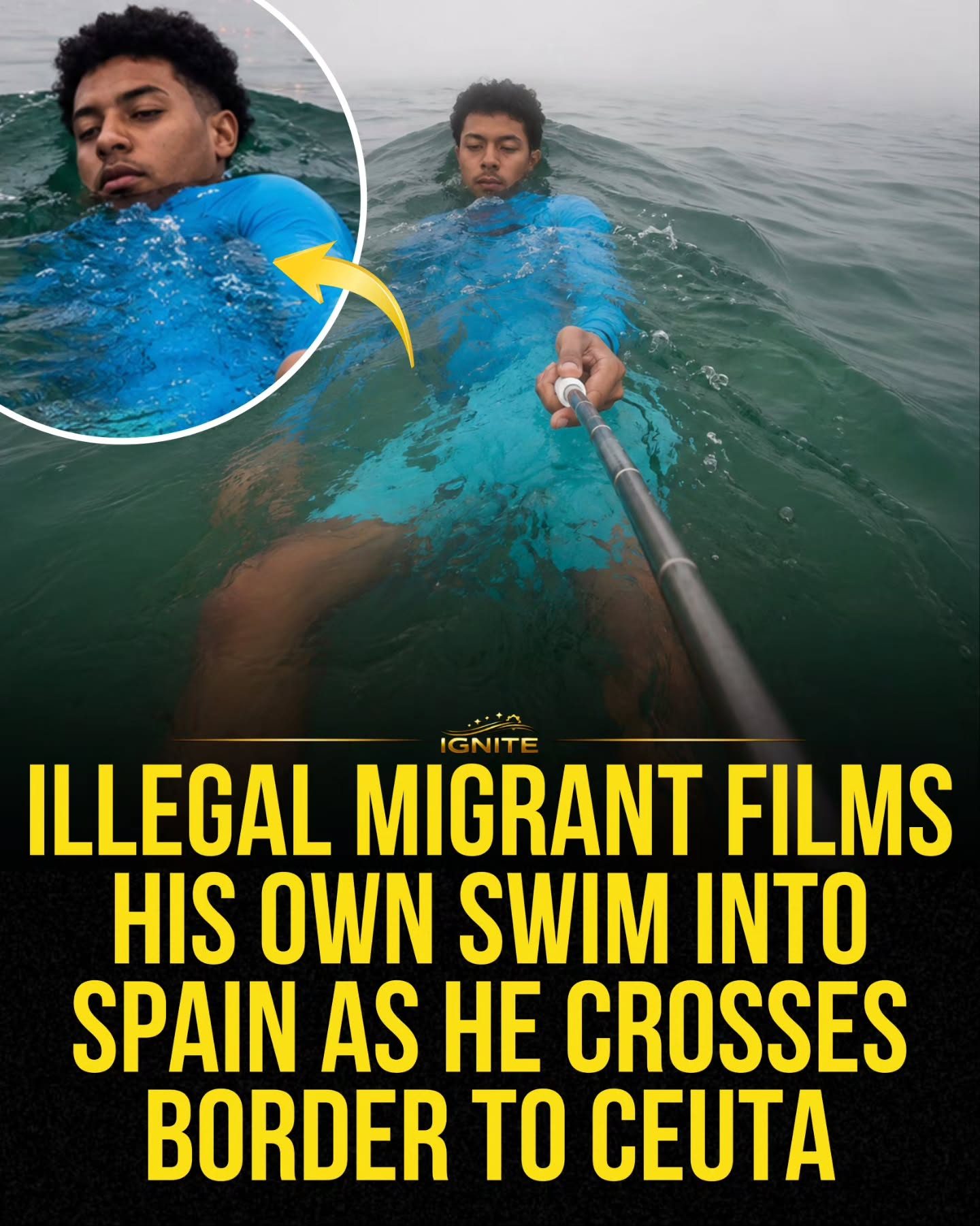 Man Filming His Journey as He Swims Across Border to Ceuta