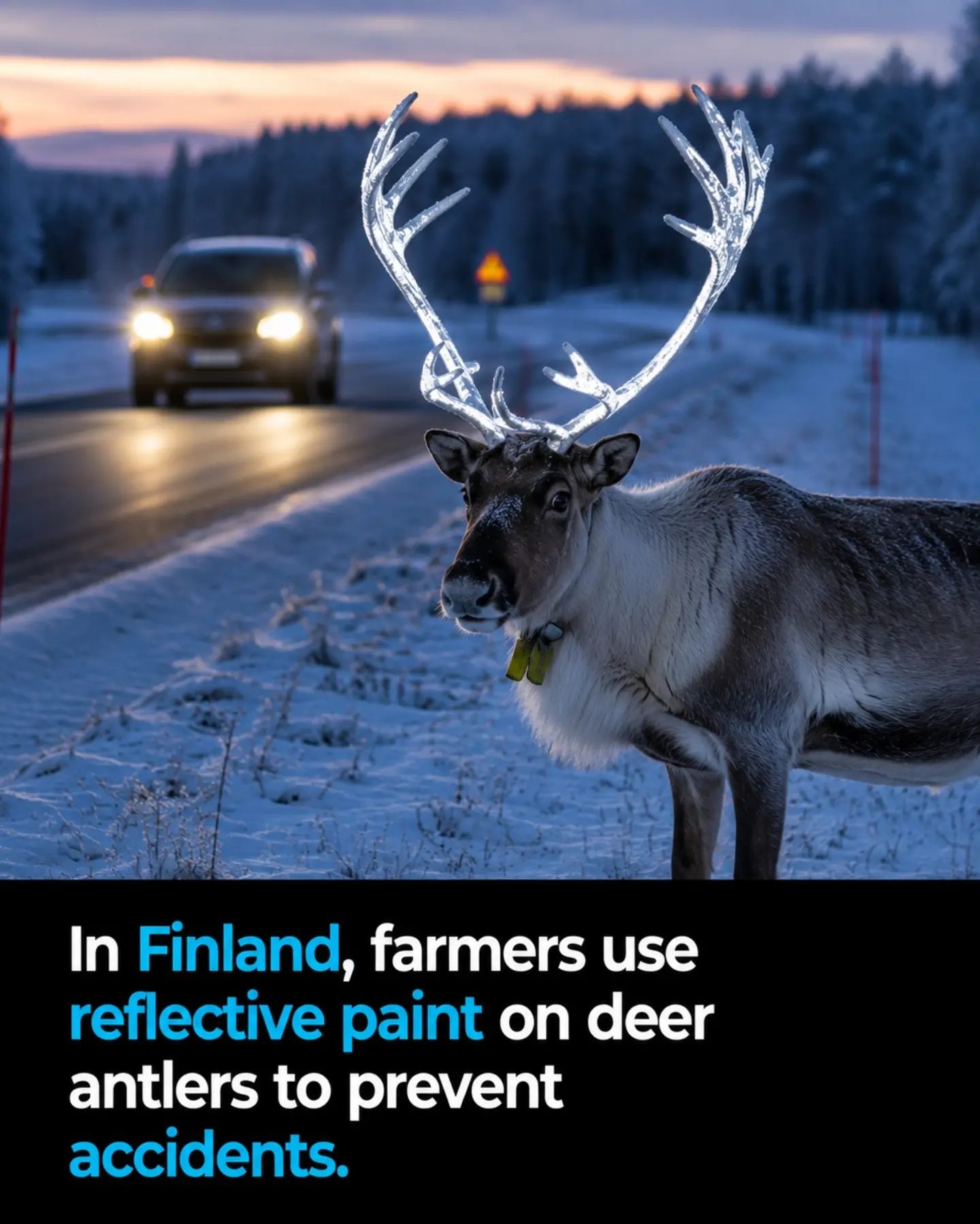 How Finland Uses Reflective Paint to Protect Reindeer and Drivers