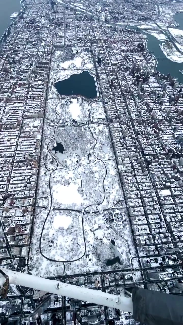 Central Park Aerial View in Snowy New York