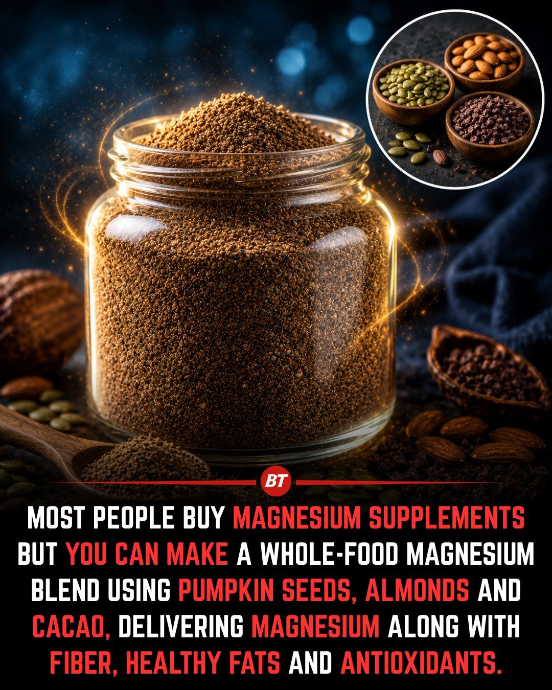 DIY Magnesium Blend: Pumpkin Seeds, Almonds & Cacao
