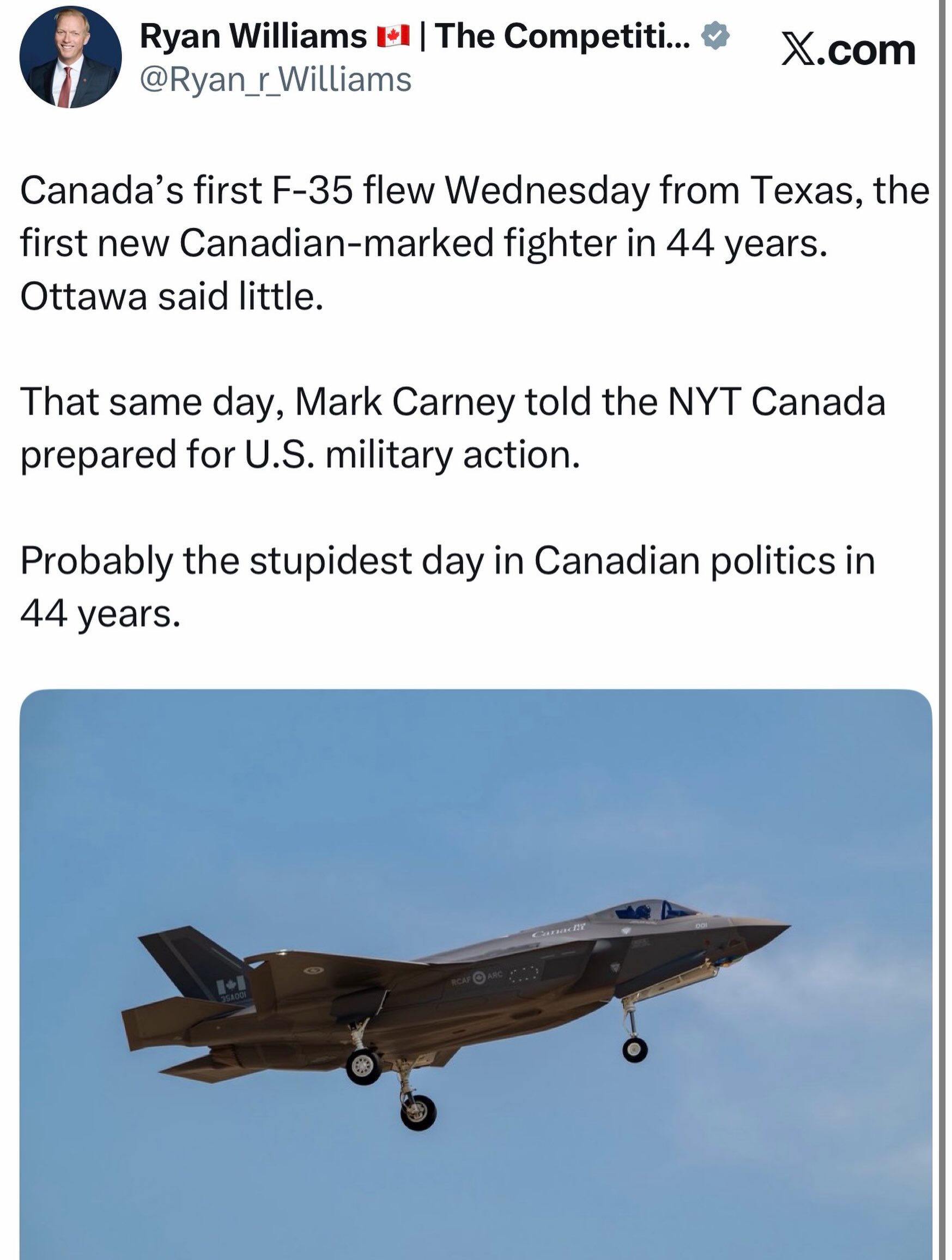 Canadian F-35 Fighter Jet Flies from Texas