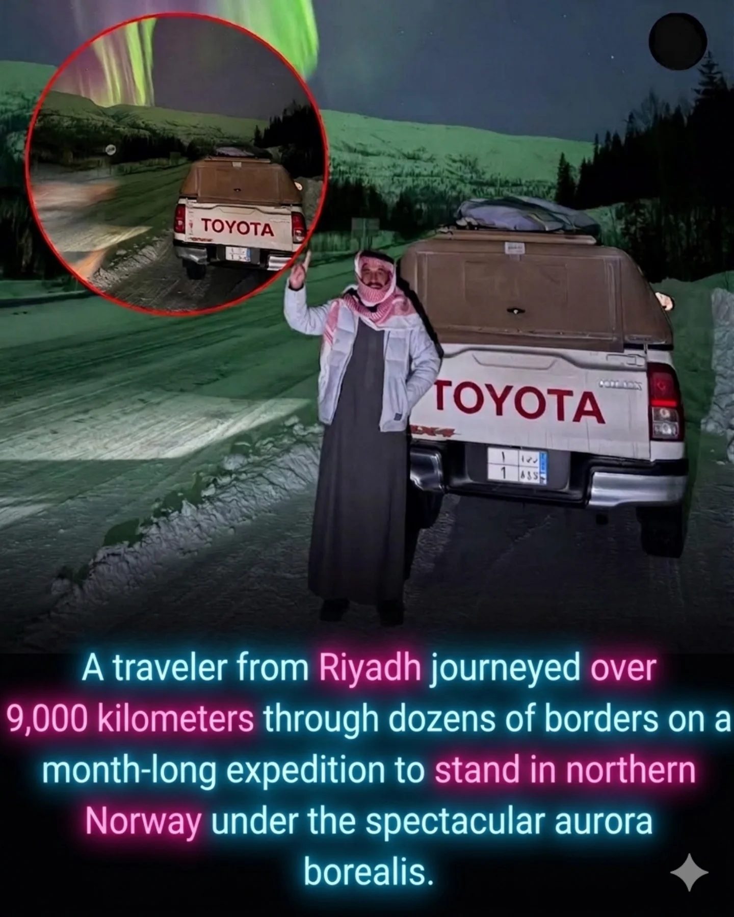 Malik's 9,000km Road Trip to See Northern Lights in Toyota