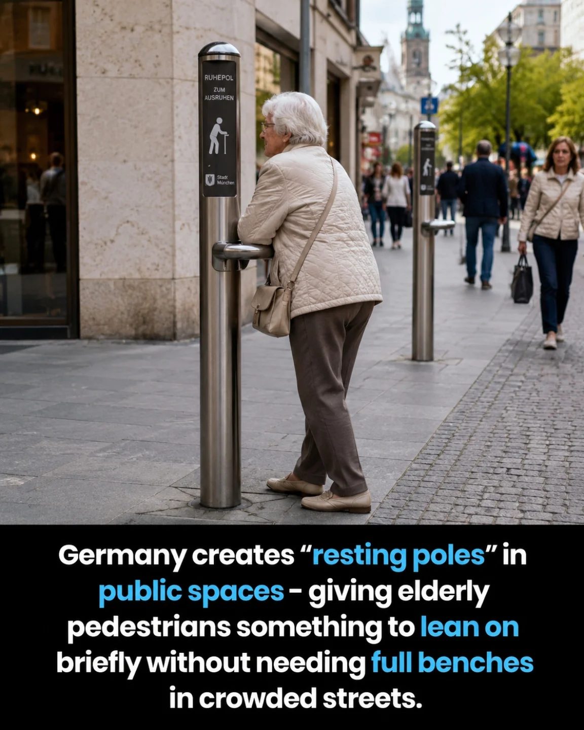 Munich's Innovative Resting Poles for Busy Streets