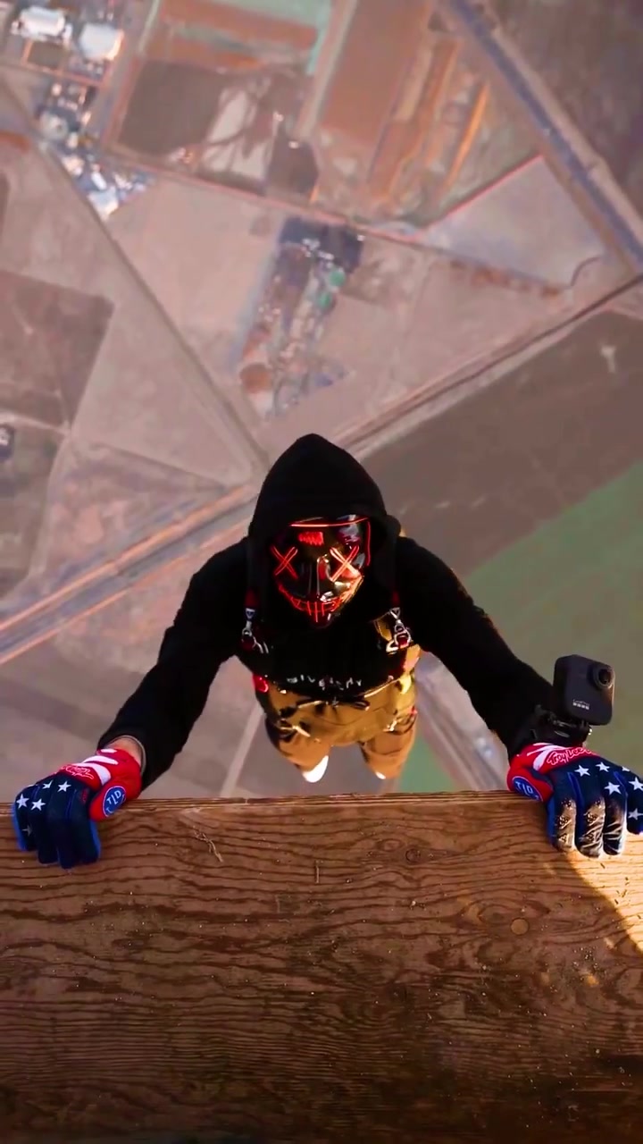 Parkour Stunt in Desert with Red Mask