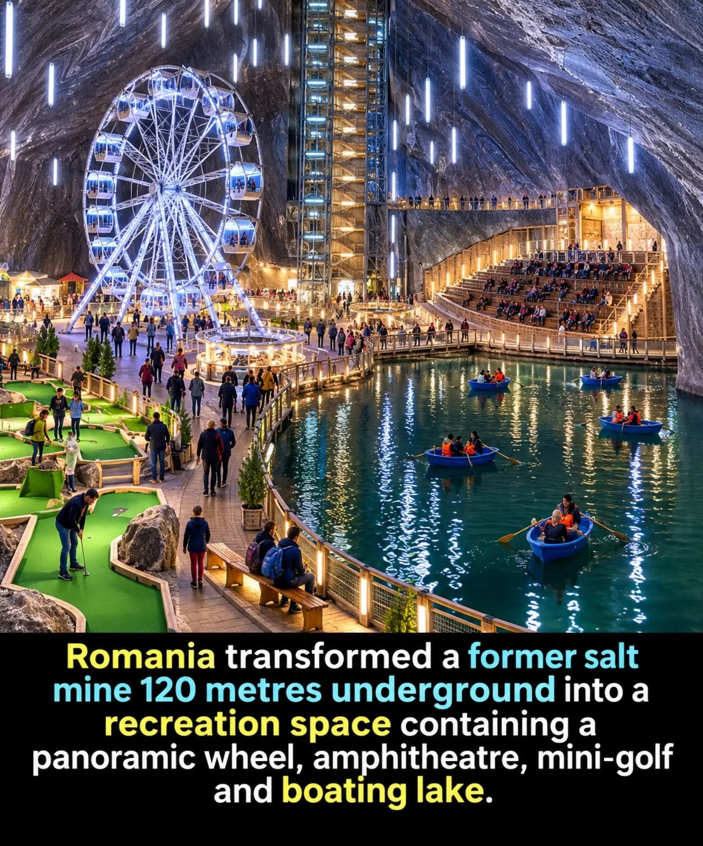 Explore Romania's Underground Wonder: A Salt Mine Reborn as a Recreational Hub