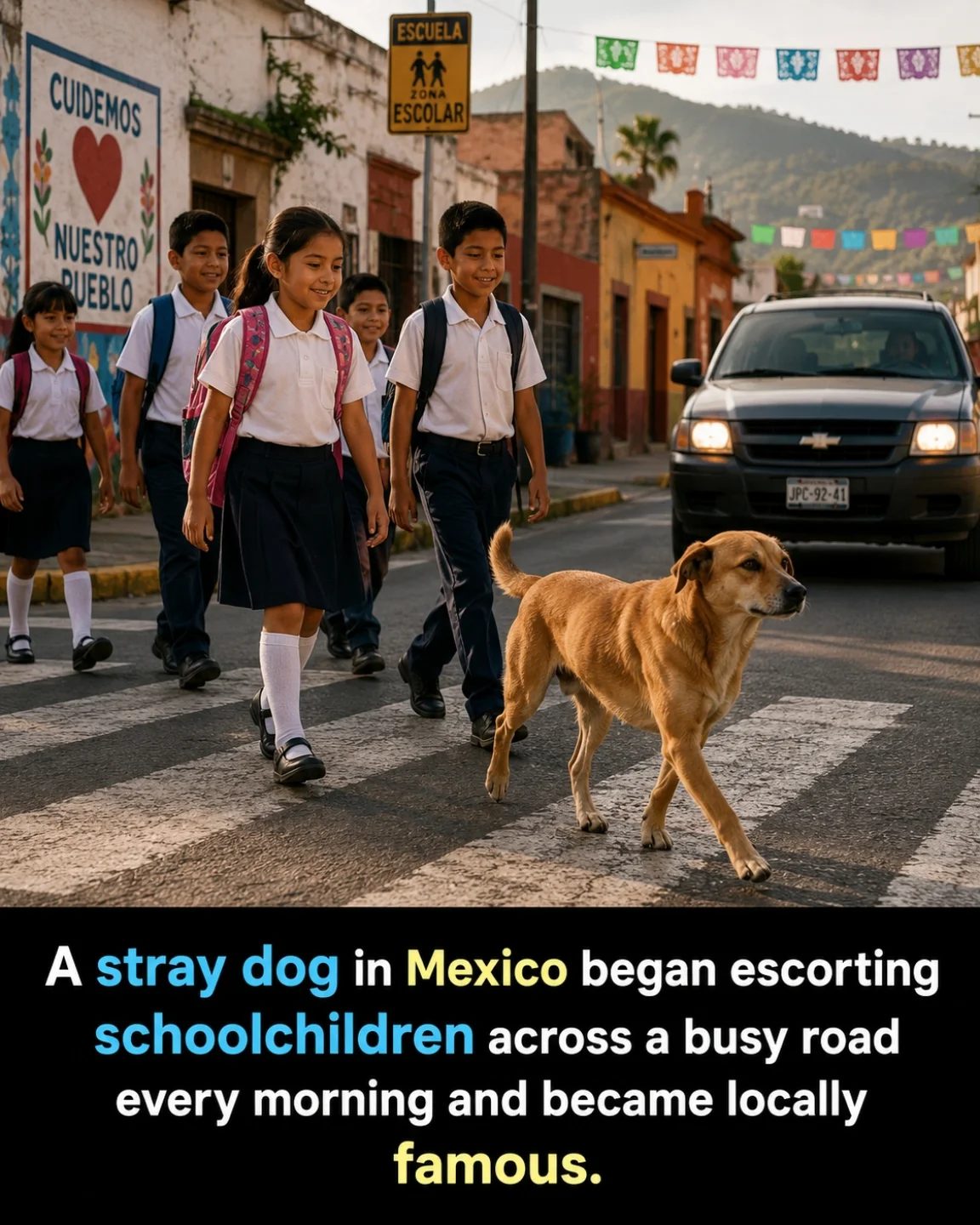 Stray Dog in Mexico Escorts Schoolchildren Daily