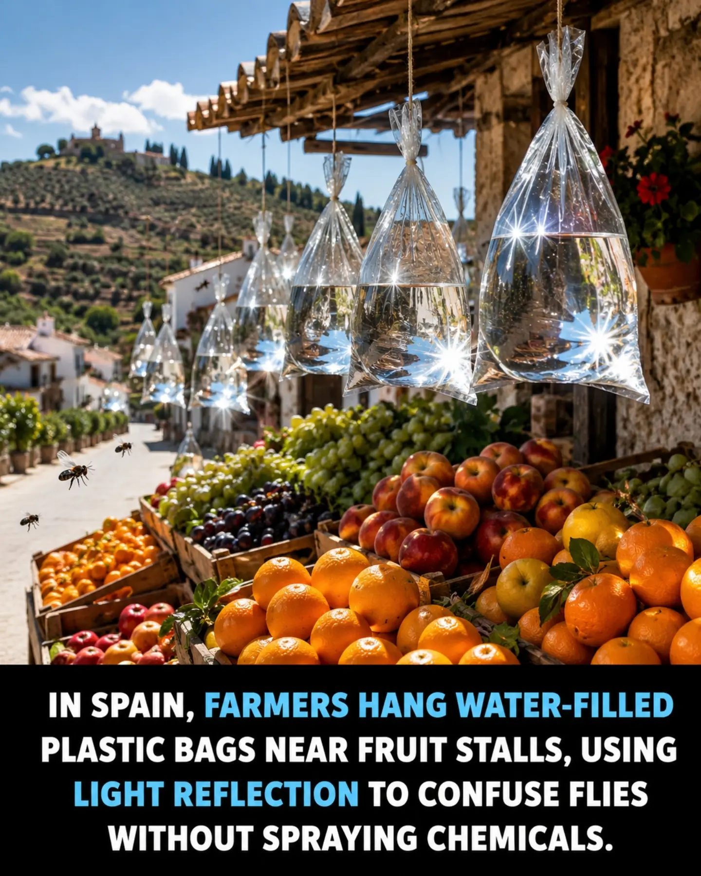 Farmers in Spain Use Plastic Bags to Keep Flies Away