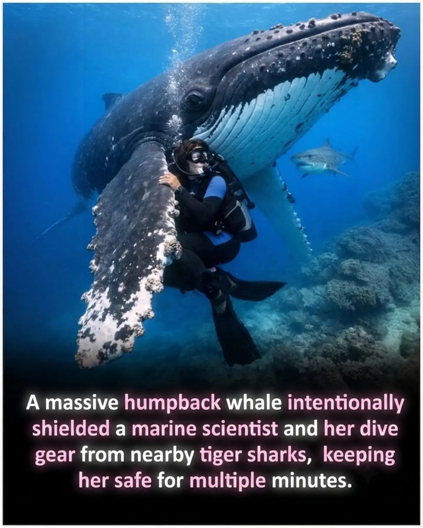 Humpback Whale Saves Scientist from Tiger Sharks