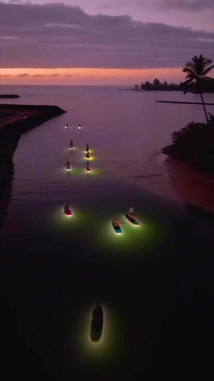 Night Paddleboarding with Glowing Boards