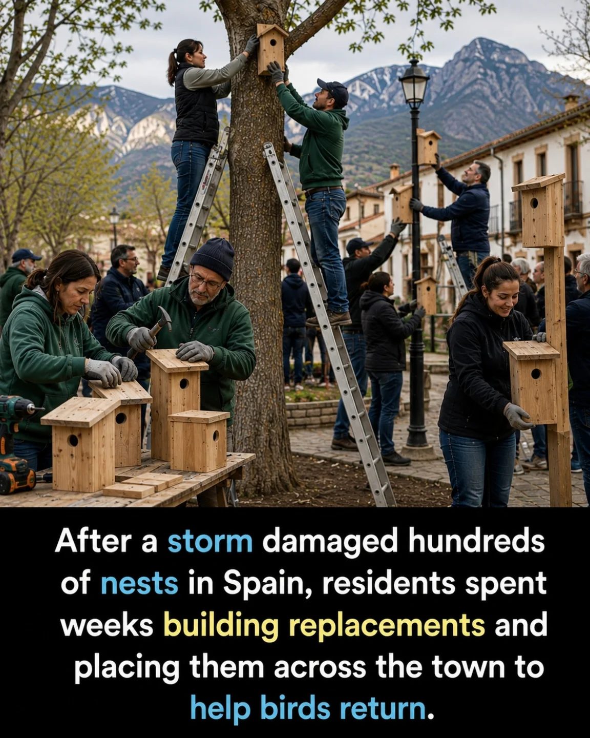 Community Efforts to Restore Birdhouses in Spain After Storm Damage