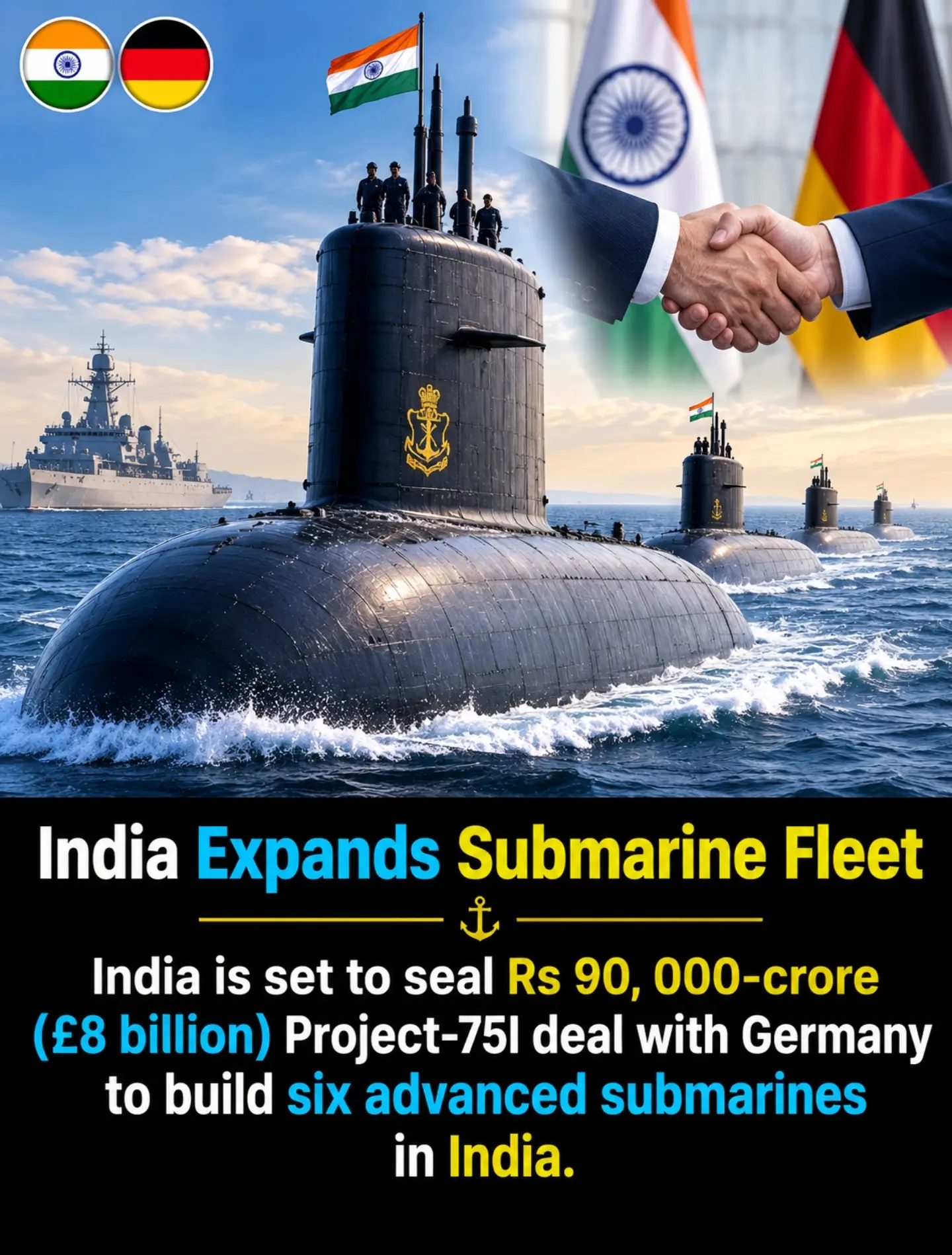**India's Navy to Build Six Advanced Submarines with Germany's Help**