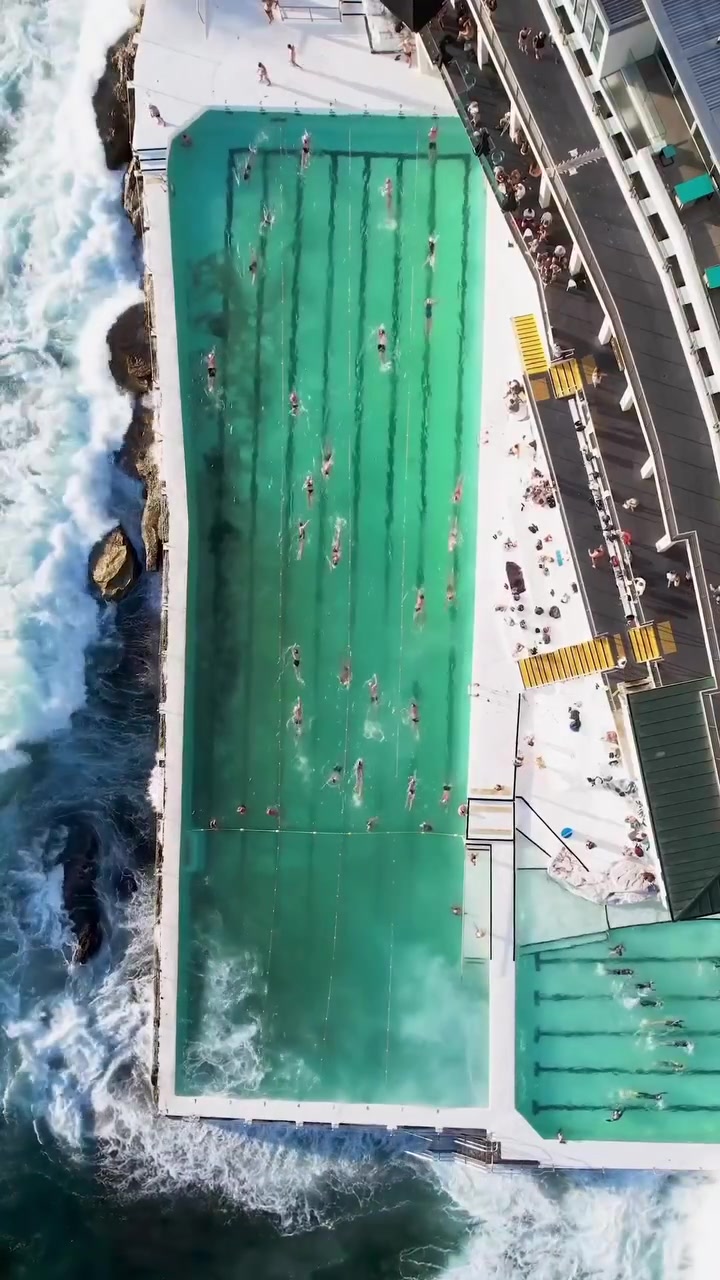 Aerial View of Coastal Public Pool