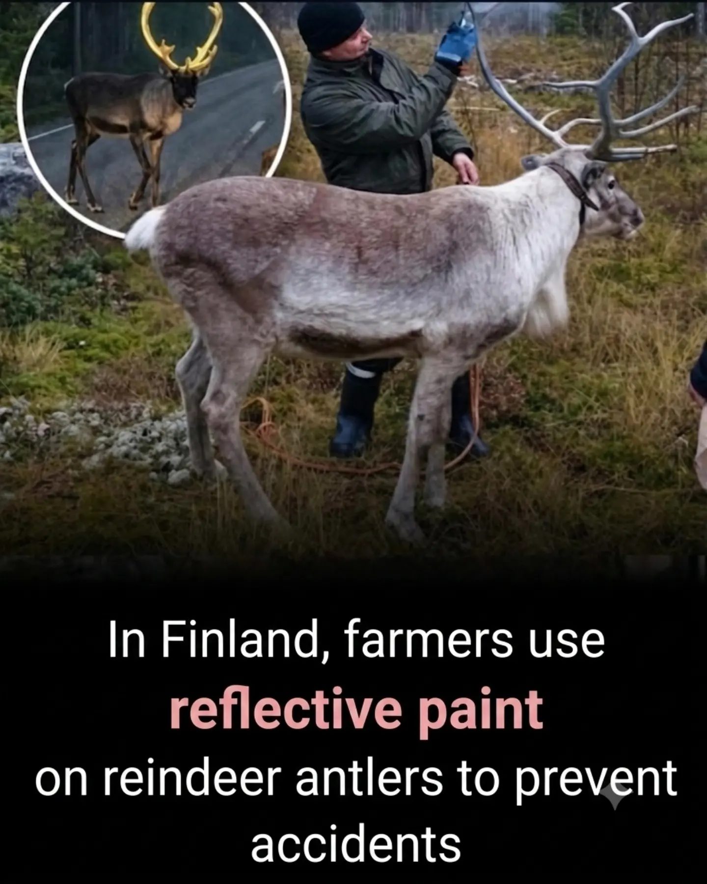 Innovative Road Safety: Finnish Reindeer with Reflective Antlers