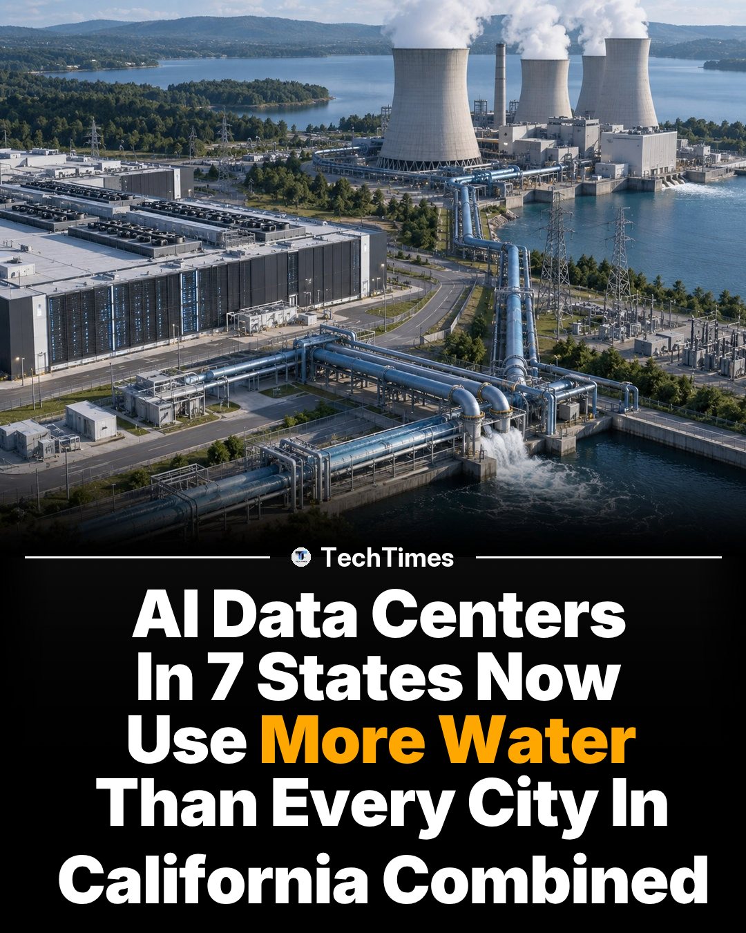 AI Data Centers' Water Usage Surpasses California Cities