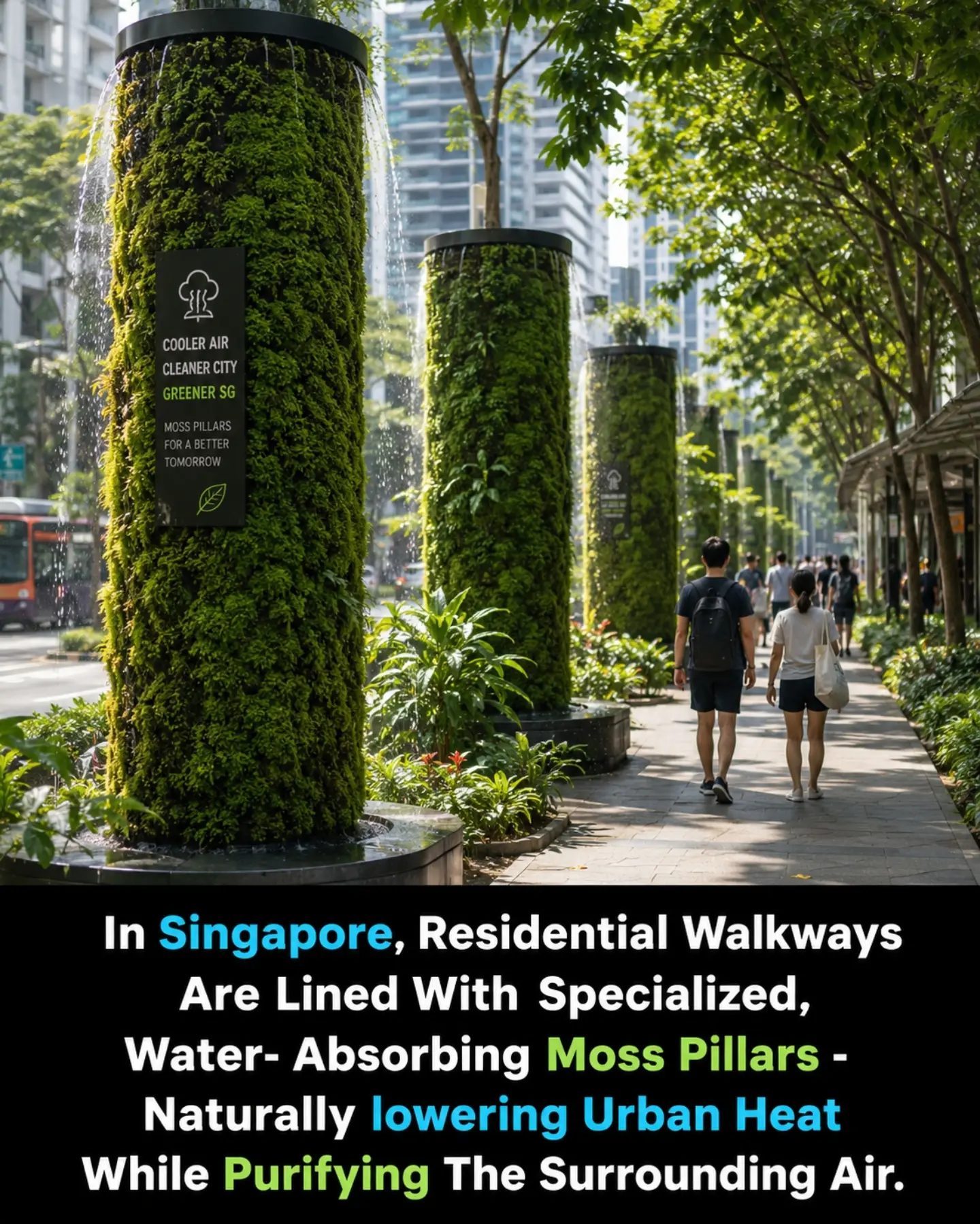 Singapore's Green Solution: Moss Pillars for Urban Cooling