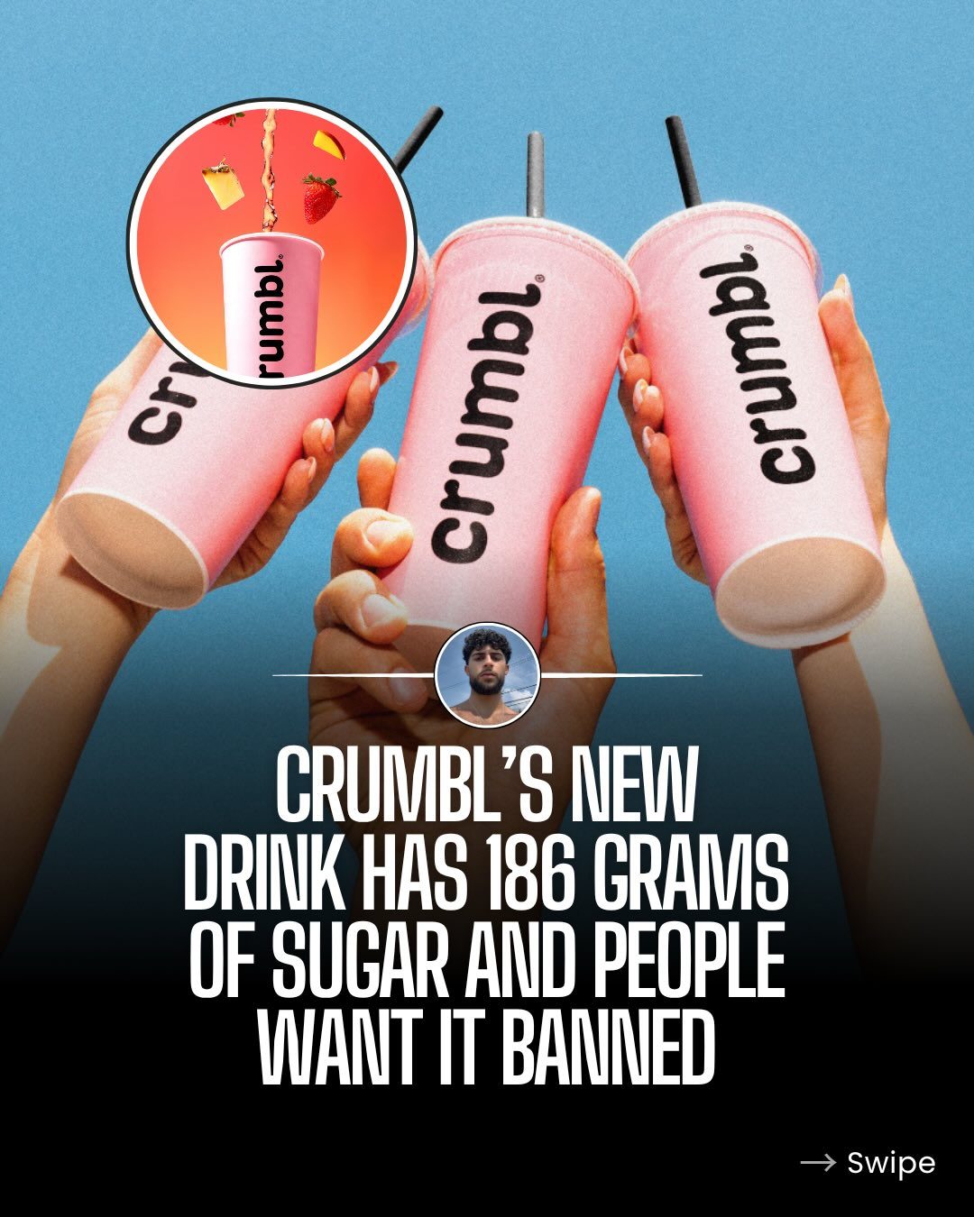 Crumbl's 32oz Drink: 186g Sugar and 840 Calories