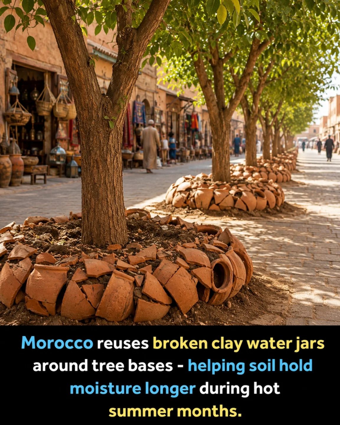 How Morocco's Broken Clay Jars Boost Garden Moisture in Summer